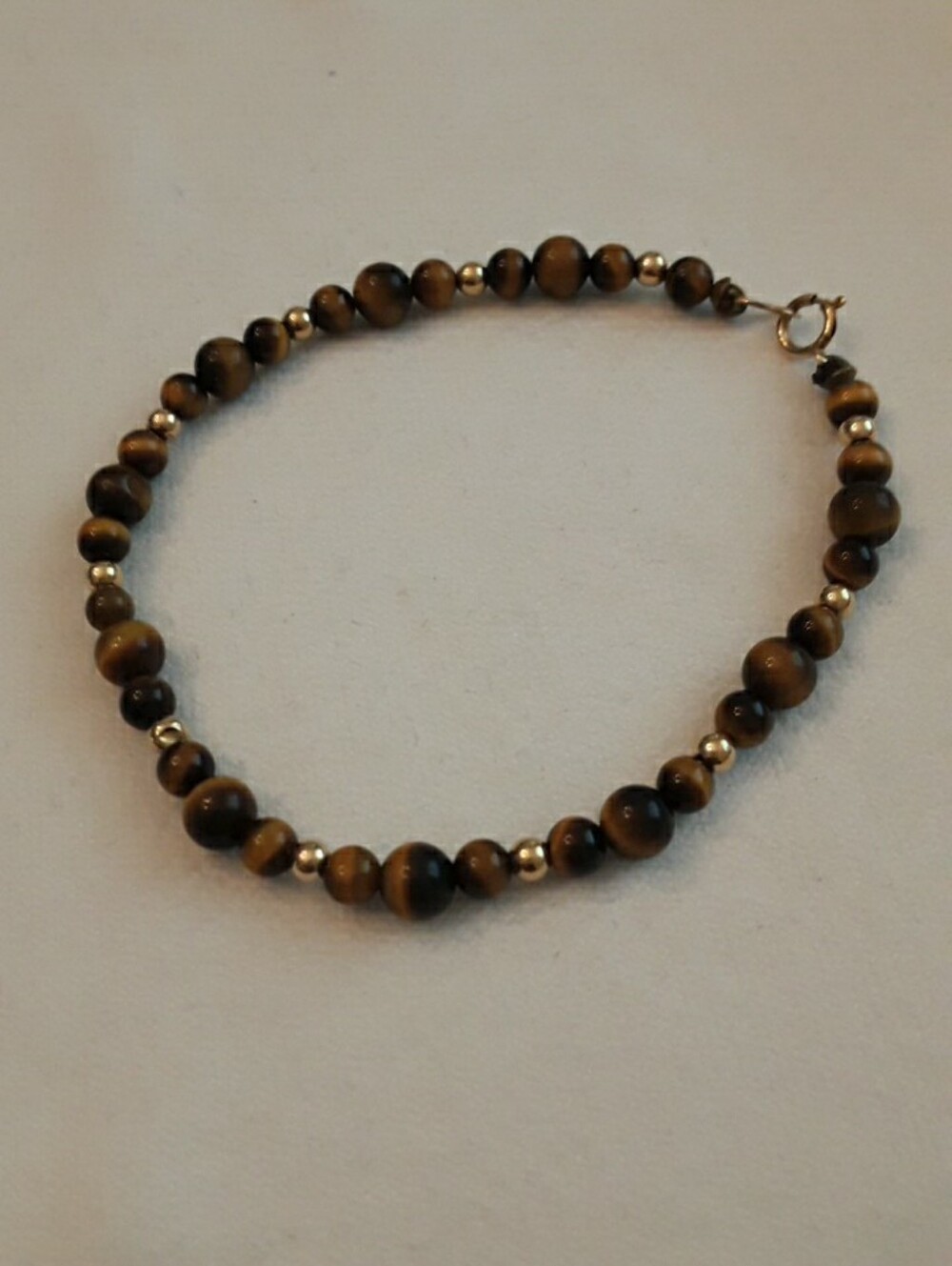 Vintage Tigerseye beaded bracelet with 14k clasp and beads